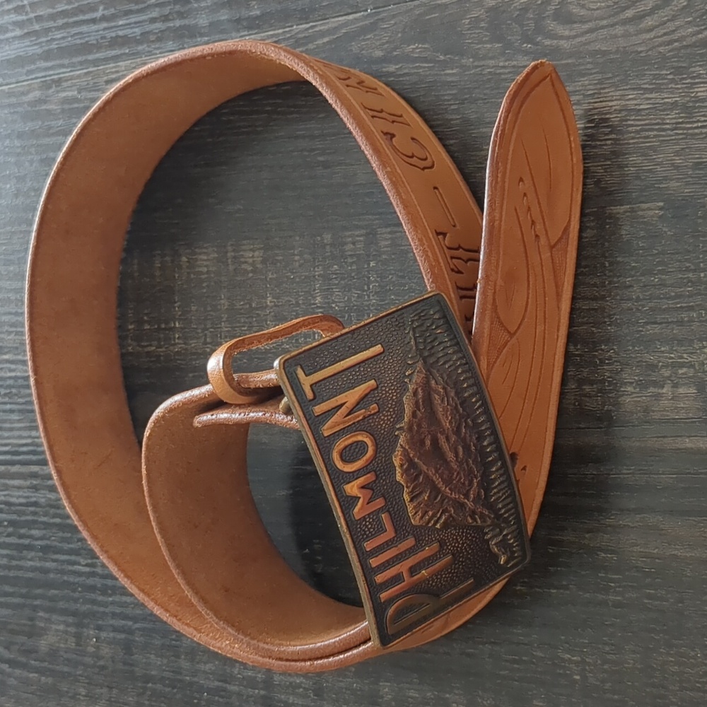 Philmont Brown Leather Belt & Buckle Size 30
